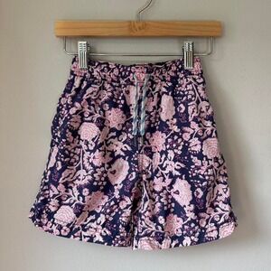 J.Crew Navy + Pink Floral Lined Swim Shorts Size 6